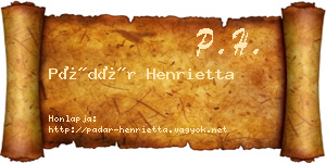 Pádár Henrietta névjegykártya