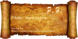 Pádár Henrietta névjegykártya